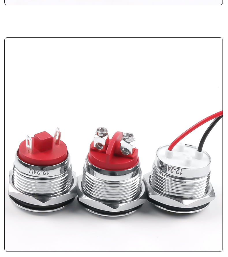 19mm Waterproof LED Signal Lamp Indicator Lights 12V 24V 110V 220V Industrial Source Metal Construction