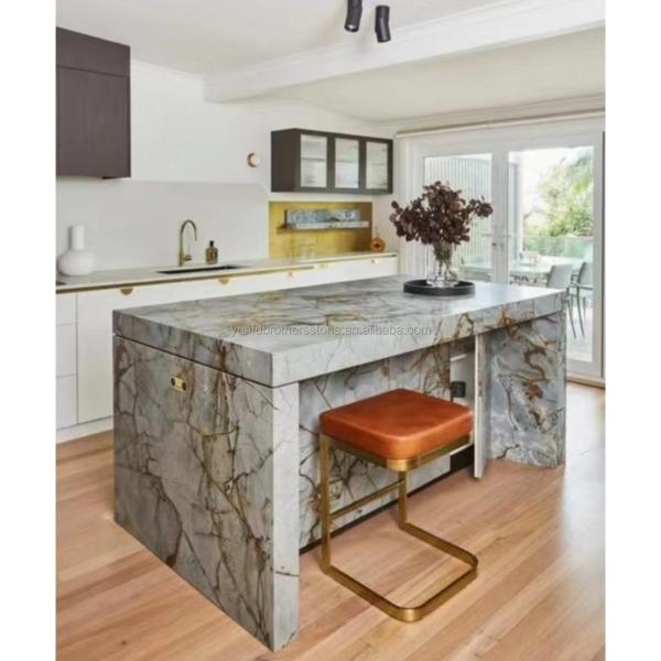 Blue Roma Quartzite Big Slab Suitable for Hotel Interior Wall and Kitchen Countertop