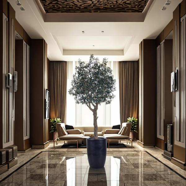 UV Resistant Fake Plant 2.5m tall faux potted olive tree In Planter for Indoor House Plants & Tall Floor Decor