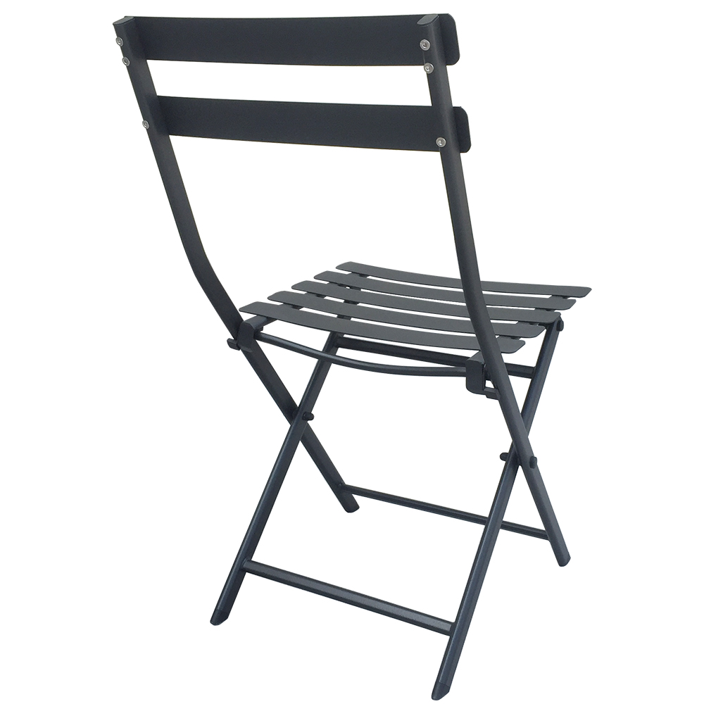 Wholesale Price Outdoor Furniture Iron Frame Folding Table and Chair Black Rust Prevention Fold Chairs and Round Table