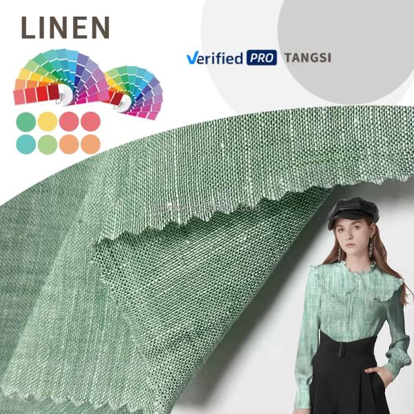 100% Linen Fabric Breathable and Healthy Natural Fiber Yarn Dyed Woven Pure Linen Women and Men for Clothing