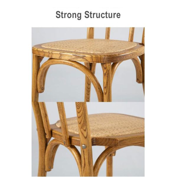 Strong Solid Wood Dining Chairs Stackable Bentwood Chairs for Restaurant Rattan Coffee Chairs Retro