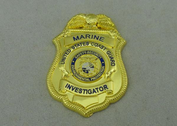 USA Coast Guard  Police Badge Die Casting Gold Plating 3/4 inch