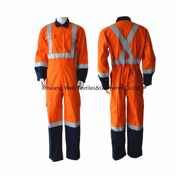 7XL Orange And Navy Blue High Visibility Reflective Frc Coveralls