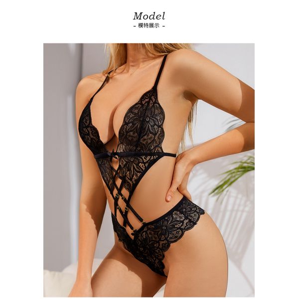 Wholesale Women  Lace Sexy Bra Set Beautiful Back Cross Lingerie Sexy Ladies One-piece Underwear Set