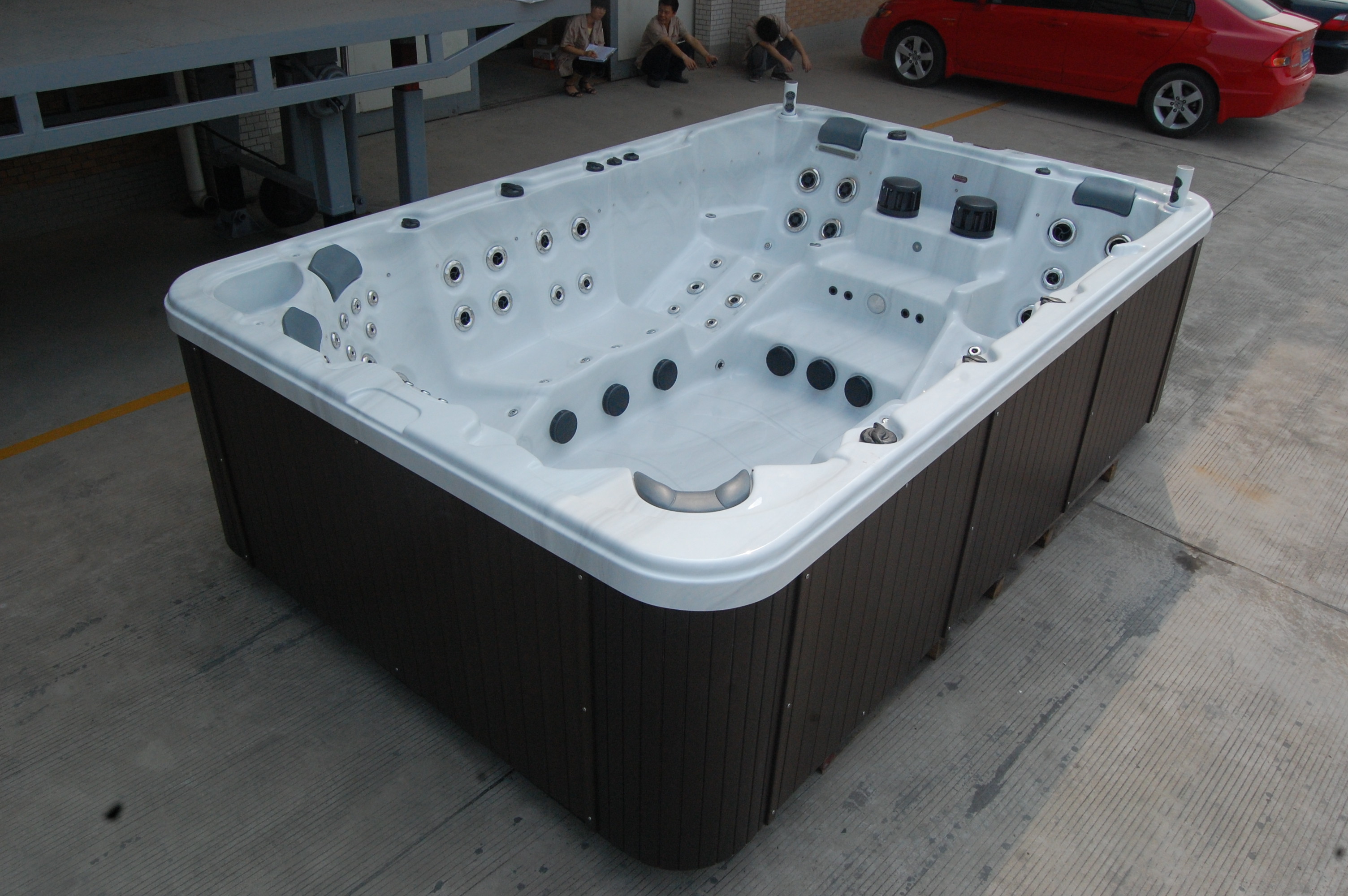 European design acrylic whirlpool massage backyard hot tub thermostat with ABS bottom base