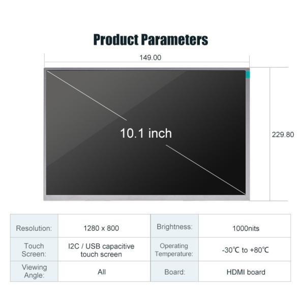 1280x800 10.1 Inch TFT Touch Screen Panel LCD Display Module