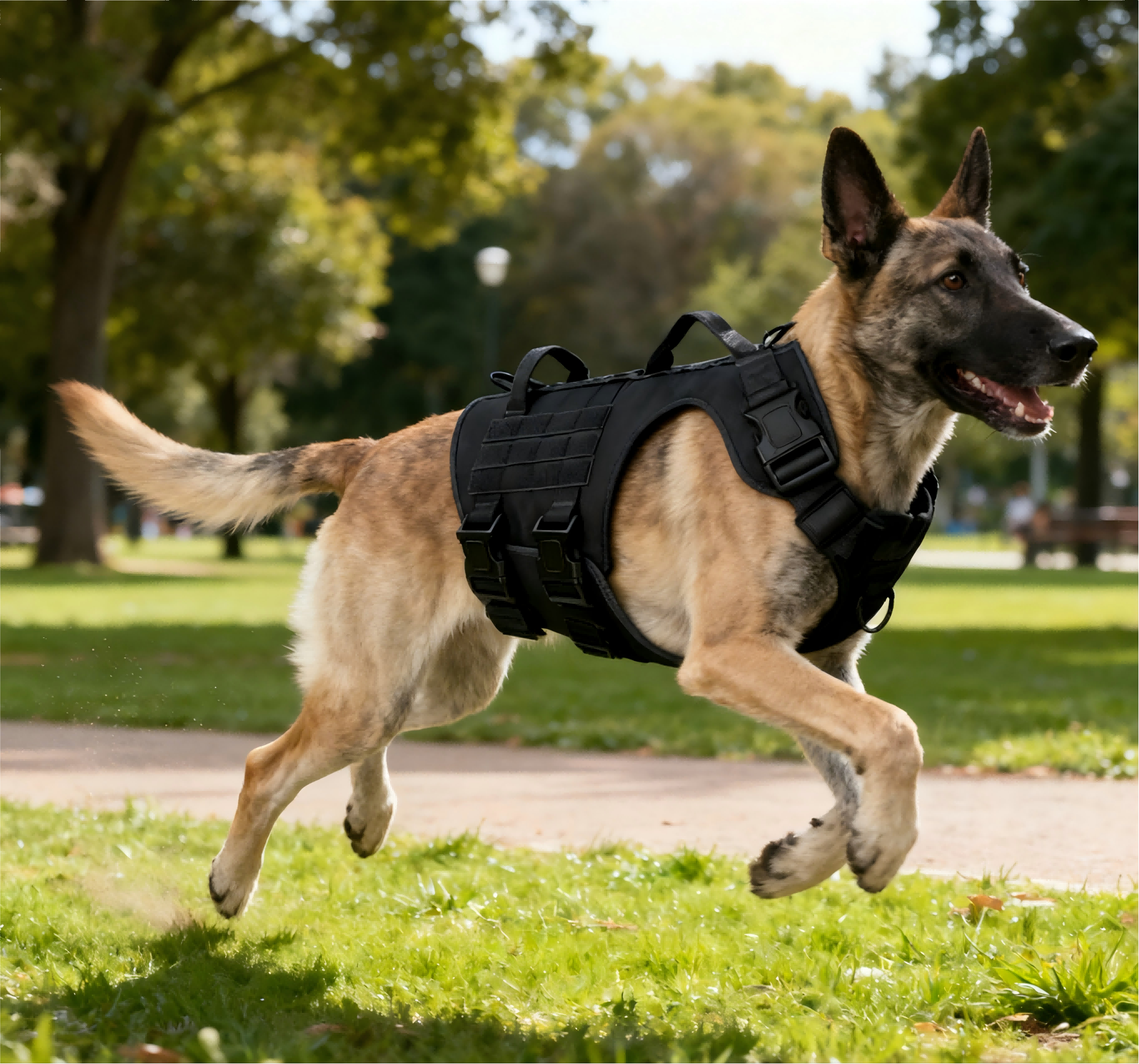 Large Dogs Tactical Dog Harness Solid Pattern 100% Nylon Adjustable Quick Release Breathable
