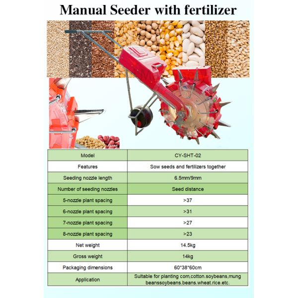 Manual Seeder Hand-Push Planter with Adjustable Depth and Precision Sowing for Multi-Seed Compatibility