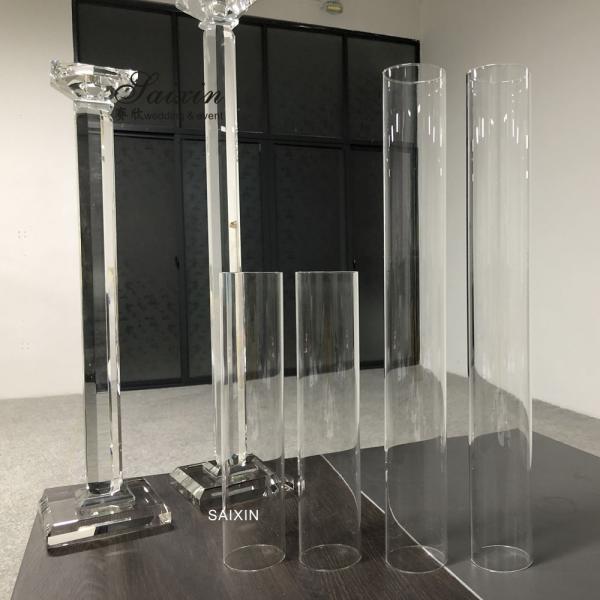 Luxury Crystal Candle Holders Wedding Centerpiece Tall Chimney 90CM