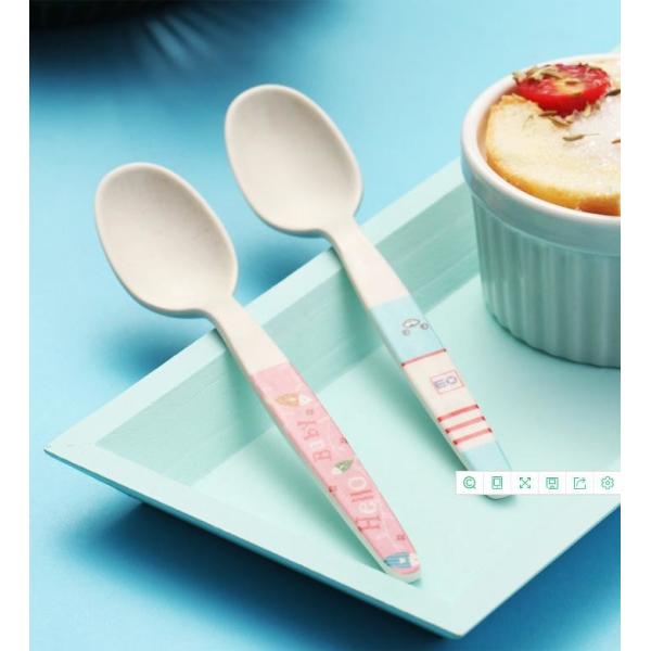 Biodegradable Disposable Bamboo Fiber Spoon Home Eating Small Spoon Portable