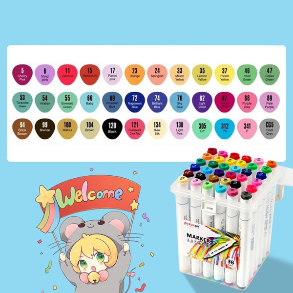 36 Colors Double-headed Bright Color Cute Pens Fancy Markers Permanent Marker Ink