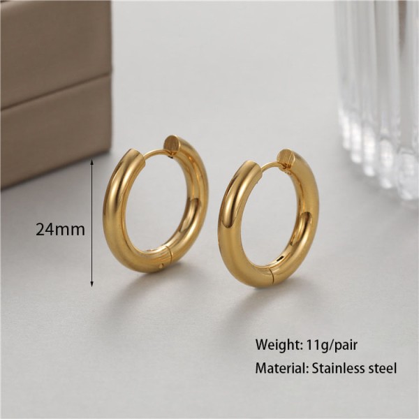 Stainless Steel 18K PVD Plated Hoop Earrings Simple Versatile Suitable for Both Men and Women Hip Hop Style