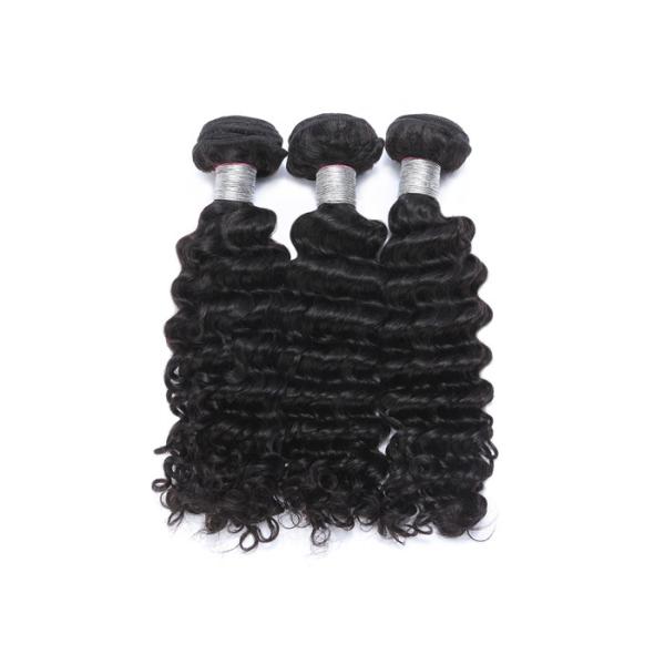 Black Virgin Human Hair Extensions / Americadyed Bleached Deep Wave Remy Hair