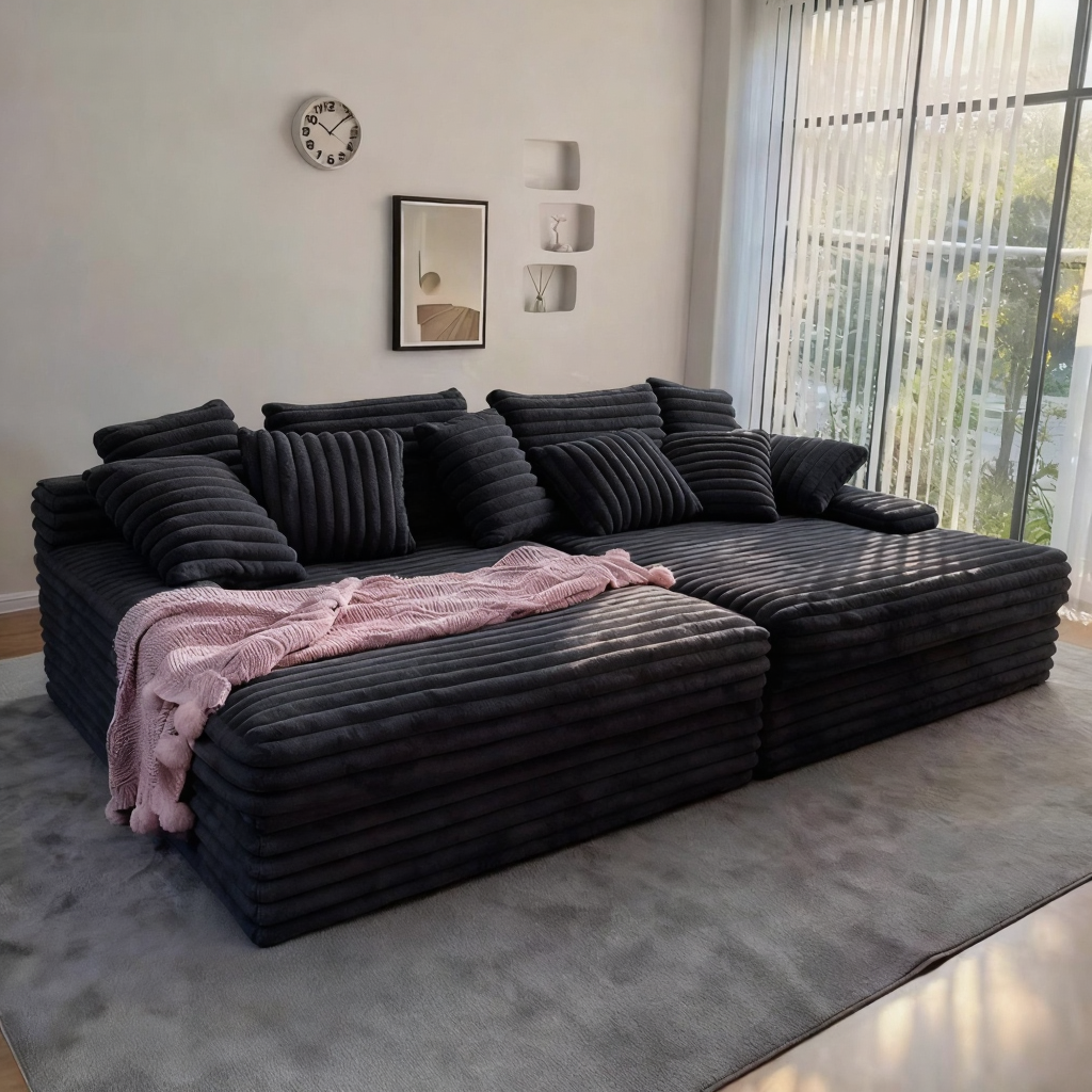 OEM Custom Vacuum Compressed Sofa Bed Modular Velvet High Density Sponge Apartment Hotel Villa Modern Leisure