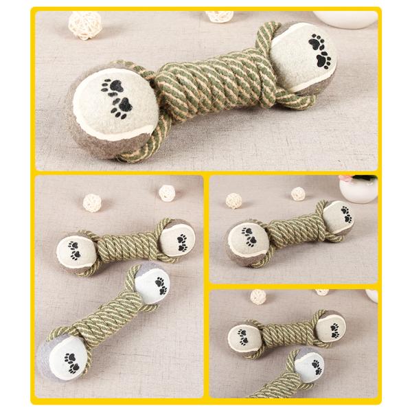 Tennis Balls Nylon Rope Dumbbell Dog Toy