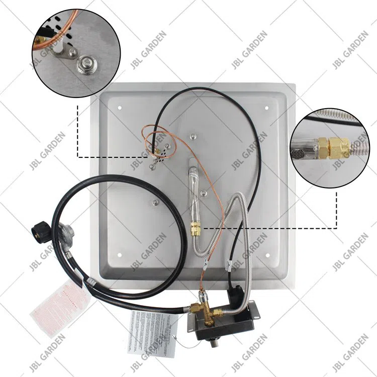 Silver Stainless Steel Square Fire Pit Burner Pre Rusted