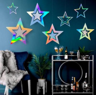 Rainbow Color Star Pattern Paper Hanging Decoration