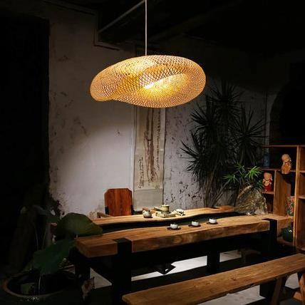 Modern Bamboo Rattan Pendant Light Lampshade For Indoor Room