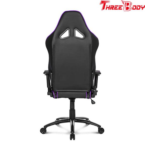 360 Degree Swivel Black And Purple Gaming Chair , Mobile Comfortable Gaming Chair