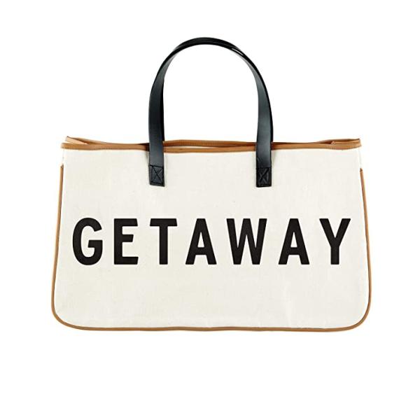 Custom Printed Large Canvas Travel Weekend Getaway Summer Beach Tote Bag with Leather Handles