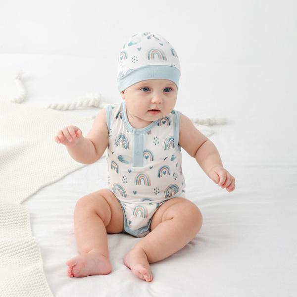 Summer Printing Bamboo Fiber Baby Rompers Sleeveless Newborn Clothes Snap Buttons Unisex Infant Sleepers