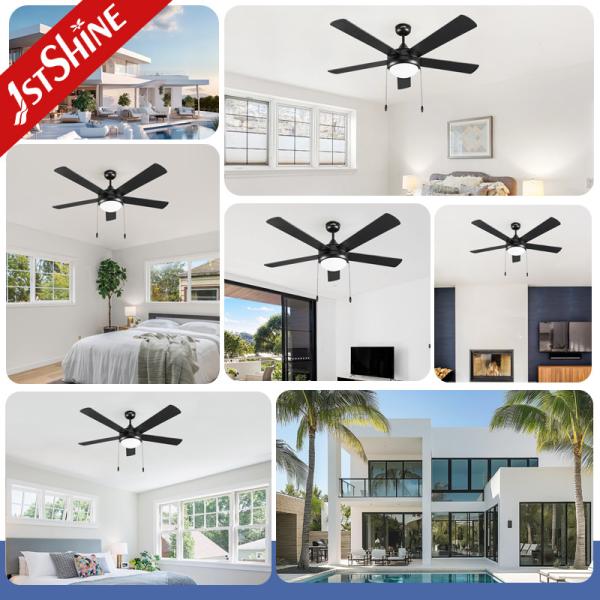 2022 52 Inch Black Appliances Asian Ceiling Fan with Light and Remote from 1stshine