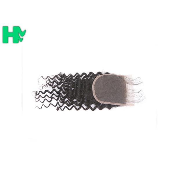 100% Human Hair Closure Deep Wave , Natural Black Brazilian Lace Closure