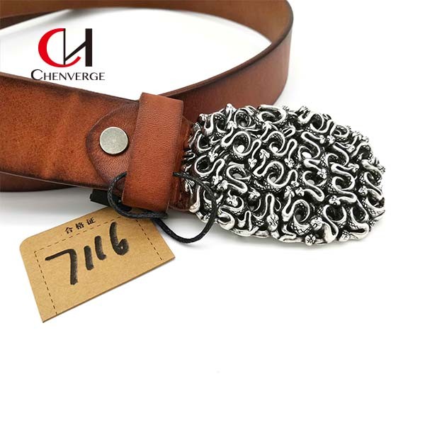 Непринужденный стиль пояса храповика ширины 38mm неподдельный кожаный для людей