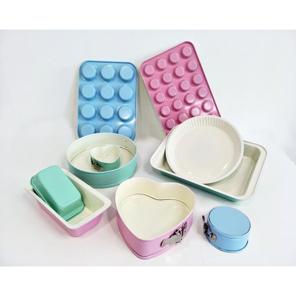 Light Green Blue Pink Turquoise Non-stick Ceramic Coating Bakeware Set loaf muffin pan in Colorful Ceramic Coating