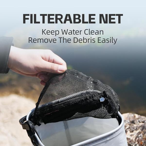 Portable Fishing Water Pail for Camping Traveling Hiking Fishing Boating Gardening with 4.5 Meters Rope