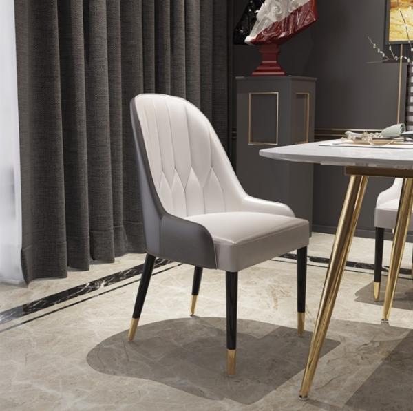 Luxury Modern Metal Legs Leather Fabric Accent Chair Tufted Pure Leather Dining Room Modern