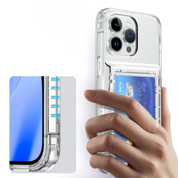 100% Teste limpo e à prova de choque TPU PC Card Slot Back Cover para iPhone 15 14 13 Pro Max