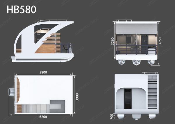6 Person Water Houseboat With Bedroom Pontoon Style Floating Home