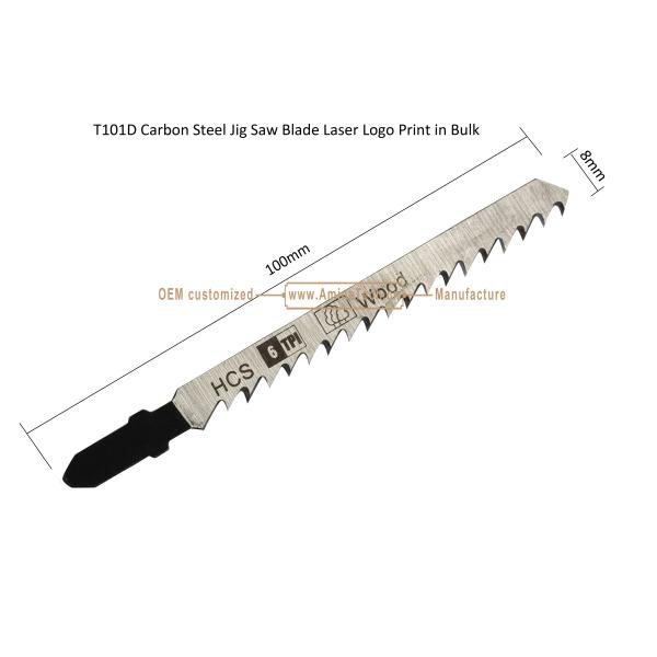 T101D Carbon Steel Jig Saw Blade Laser Logo Print in Bulk size:100mmx8x6T, Cutting Wood,Box Packaging