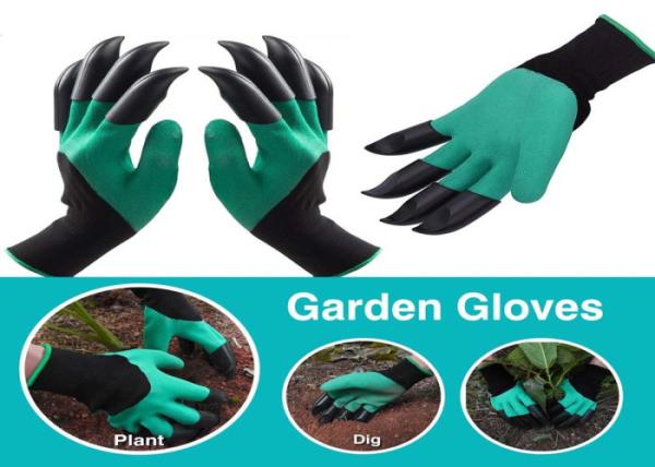 Waterproof Claw Garden Work Gloves For Flower / Family Working Green Color