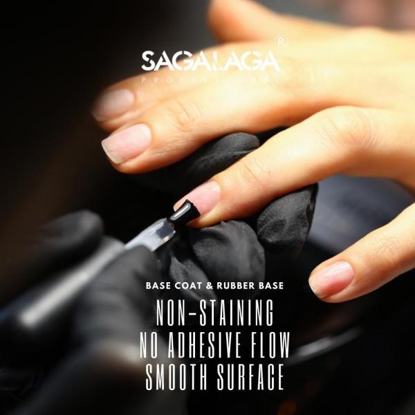 SAGALAGA 15ml Base en caoutchouc longue durée pour vernis à ongles, couche de base UV forte, pour nail spa, logo personnalisé, certifié MSDS et transparent