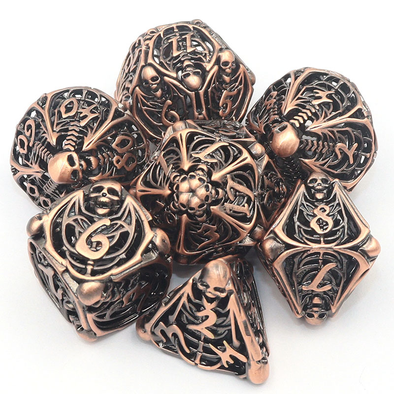 Brass Material Hollow Dice Set with Customized Color and 16MM-20MM Size for DND RPG MTG