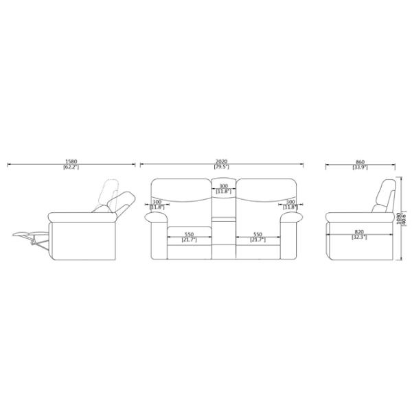 PU Leather Electric Home Theater Seating Double Seats Sofa European Style