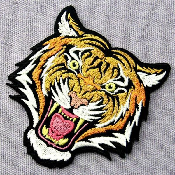 Machine Embroidered Cloth Badges Sew On Custom Tiger Animal Logo