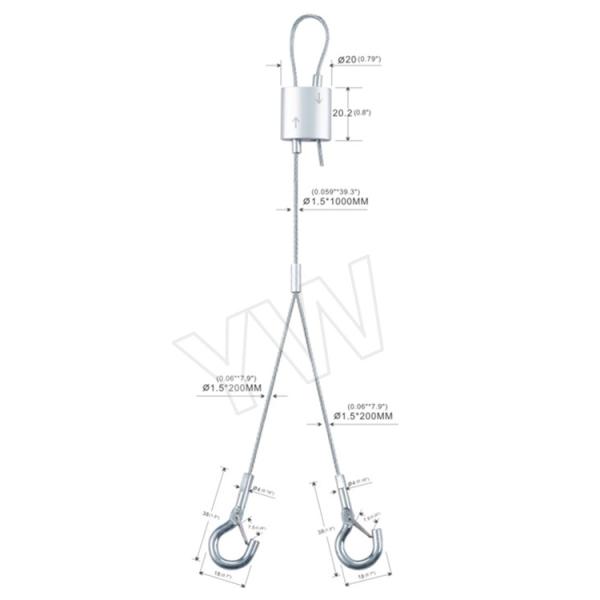 Y Cable Adjustable Light Hanging Kit  Ø1.5 Mm Wire Thickness For LED Panels