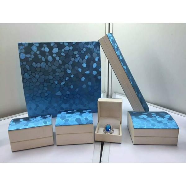 Blue Pearl Jewelry Plastic Box , Leatherette Gift Packaging Boxes