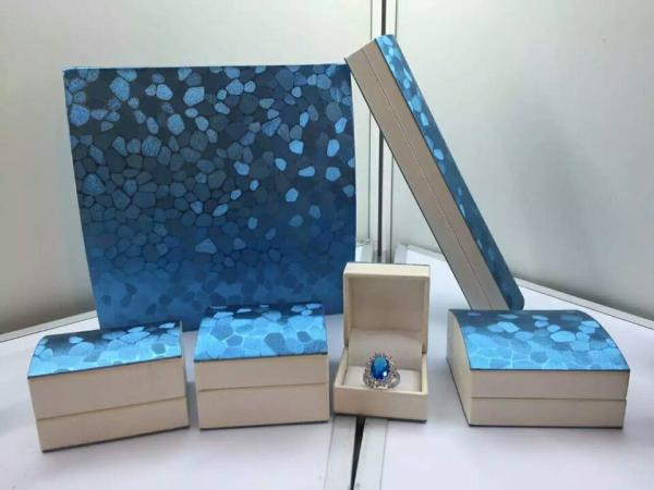 Blue Pearl Jewelry Plastic Box , Leatherette Gift Packaging Boxes