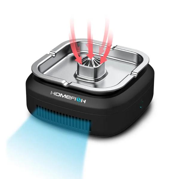 Homefish Stainless Steel Electric Multifunctional Ashtray Air Purifier HEPA Filter Long-lasting Battery Ashtray Air Purifier
