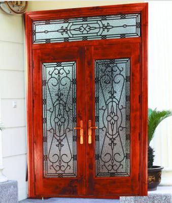 3.2MM Glass Front Doors With Wrought Iron Glass For Exterior Door