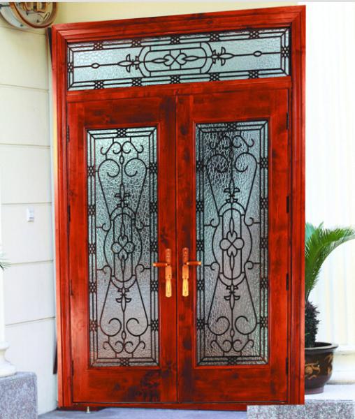 wrought iron glass in Exterior door