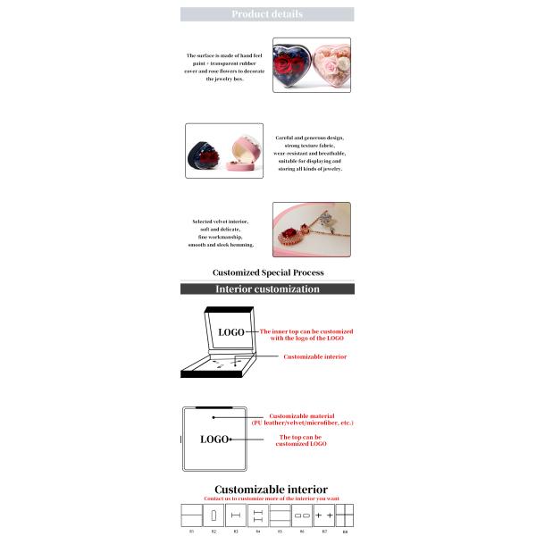 Boîte à bijoux en forme de cœur en forme de cœur avec boîte d'emballage en velours