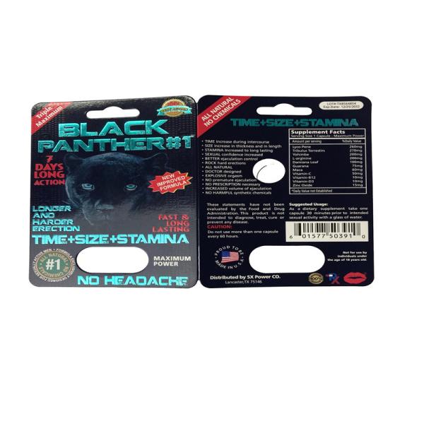 EUA Mercado de pílulas sexuais Papel Blister Card Pacgaing For Rhino 69 / Tiger/ Black Mamba Pills