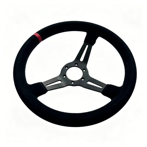 14 Black Suede Billet Racing Steering Wheels 70MM Dish Anti Slip