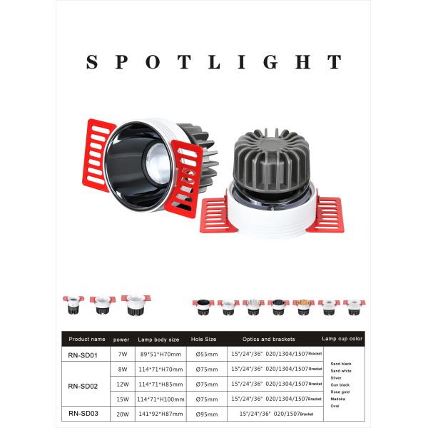 Aluminum Led Spotlight Downlight , Low Glare Downlights Colorful Baffle 20w